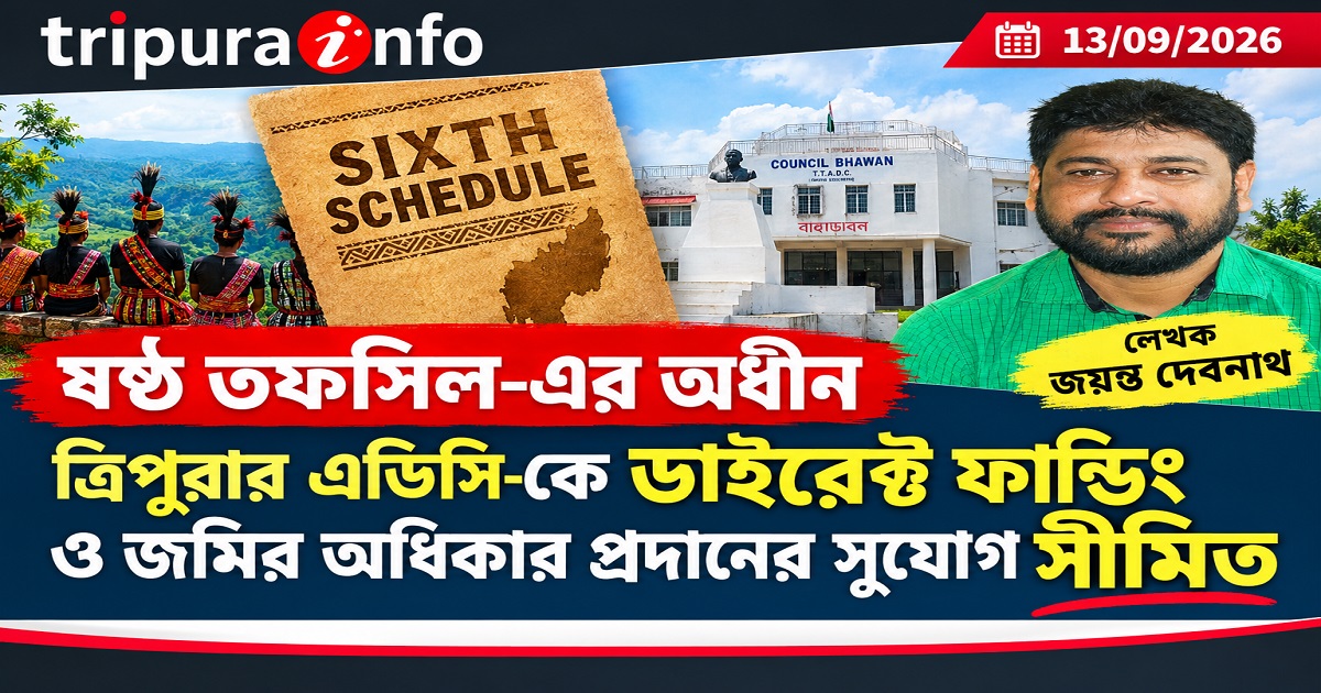 ষষ্ঠ তফসিল-এর অধীন ত্রিপুরার এডিসি-কে ডাইরেক্ট ফান্ডিং ও জমির অধিকার প্রদানের সুযোগ সীমিত।