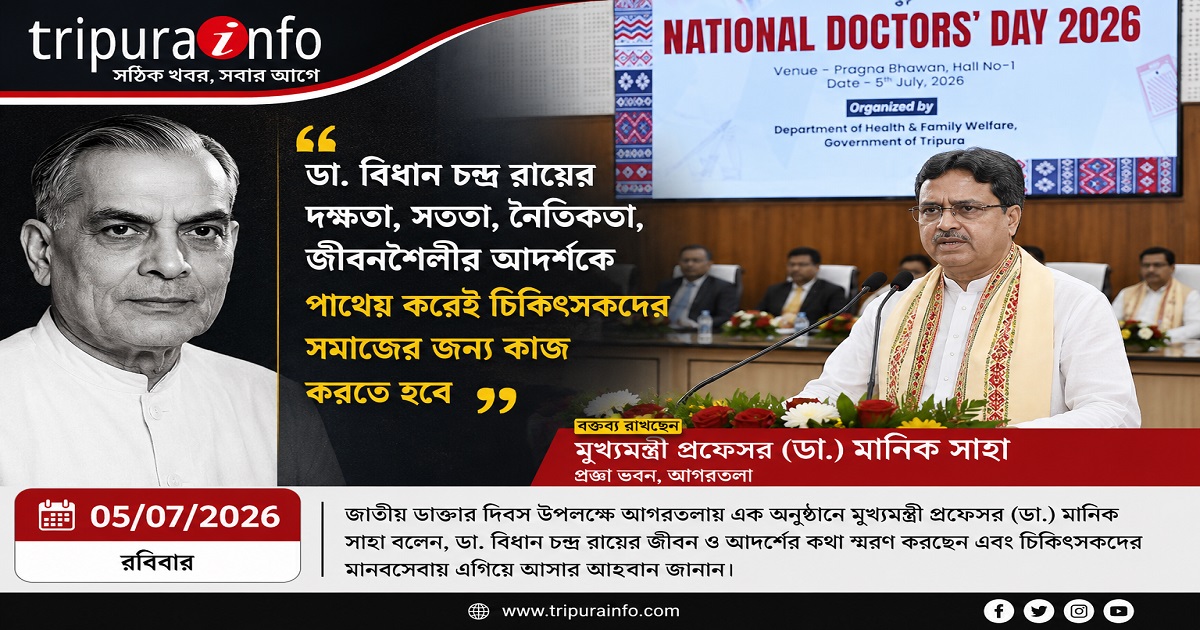 ডা. বিধান চন্দ্র রায়ের দক্ষতা, সততা, নৈতিকতা, জীবনশৈলীর আদর্শকে পাথেয় করেই চিকিৎসকদের সমাজের জন্য কাজ করতে হবে : মুখ্যমন্ত্রী