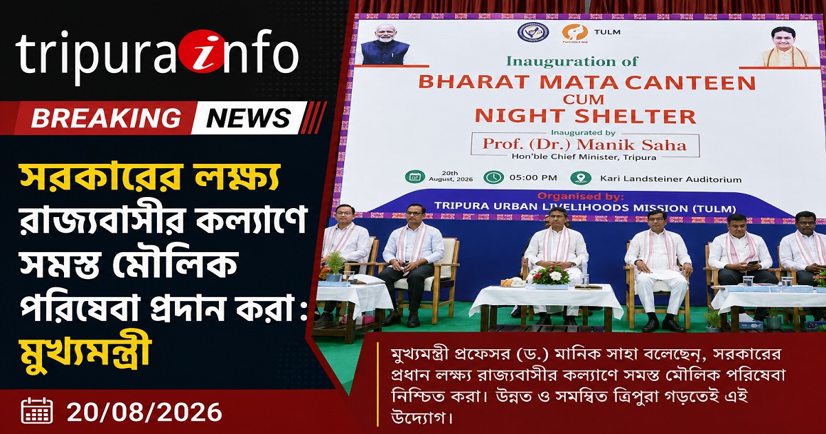 সরকারের লক্ষ্য রাজ্যবাসীর কল্যাণে সমস্ত মৌলিক পরিষেবা প্রদান করা : মুখ্যমন্ত্রী