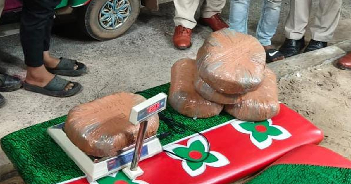 ‘Ganja’ (cannabis) recovered from motor bike parked beside the road in Narayanpur area