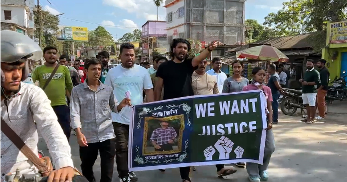 Protest over abetted suicide of Prasenjit Sarkar, silent march in Dharma Nagar