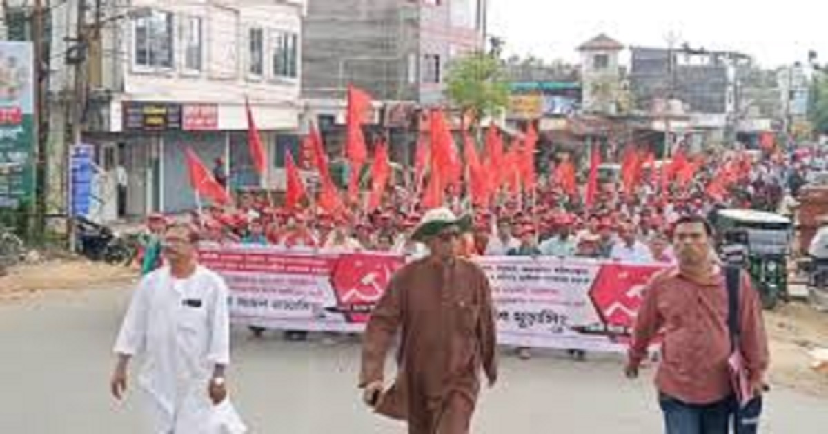 Massive Rally at Annandabazar in Kamalpur, Jitendra Chaudhury Demands Support for Left Candidates, Raises Concerns Over ADC Governance
