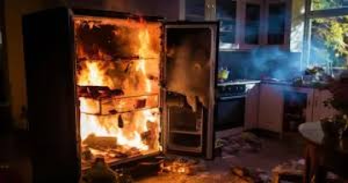 Fire breaks out from electrical short circuit , fridge, mobile charger and other asserts burnt