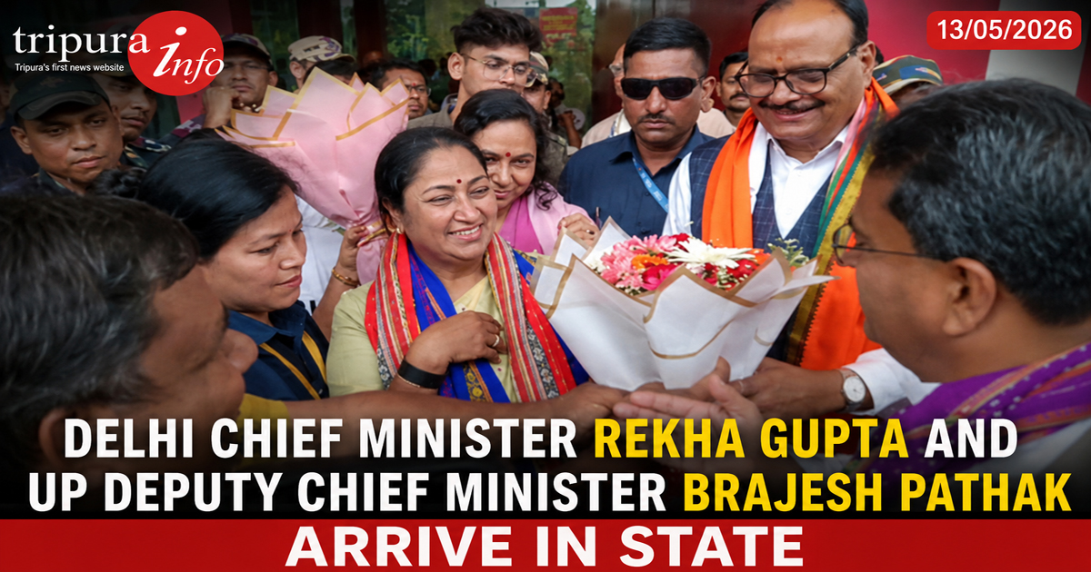 Delhi chief minister Rekha Gupta and UP deputy chief minister Brajesh Pathak arrive in state