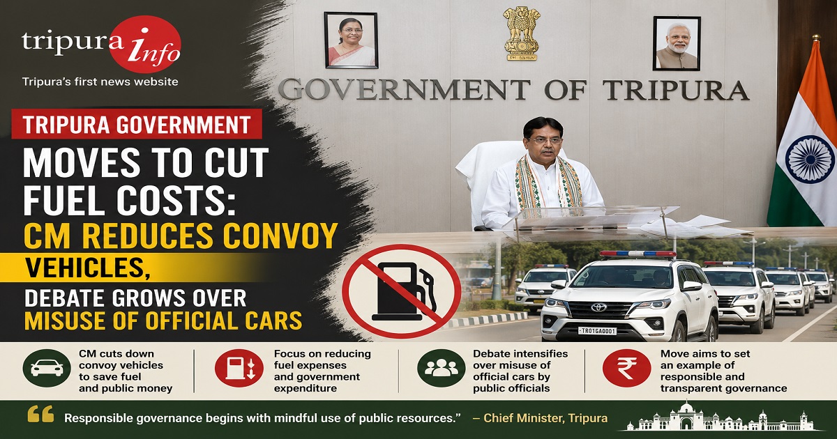 Tripura Government Moves to Cut Fuel Costs: CM Reduces Convoy Vehicles, Debate Grows Over Misuse of Official Cars