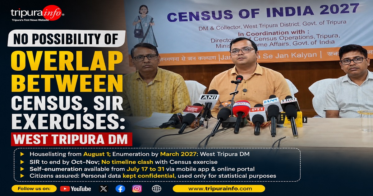 No possibility of overlap between Census, SIR exercises: West Tripura DM