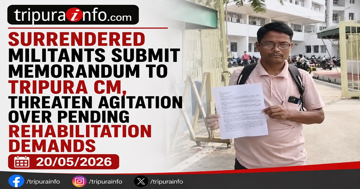 Surrendered militants submit memorandum to Tripura CM, threaten agitation over pending rehabilitation demands