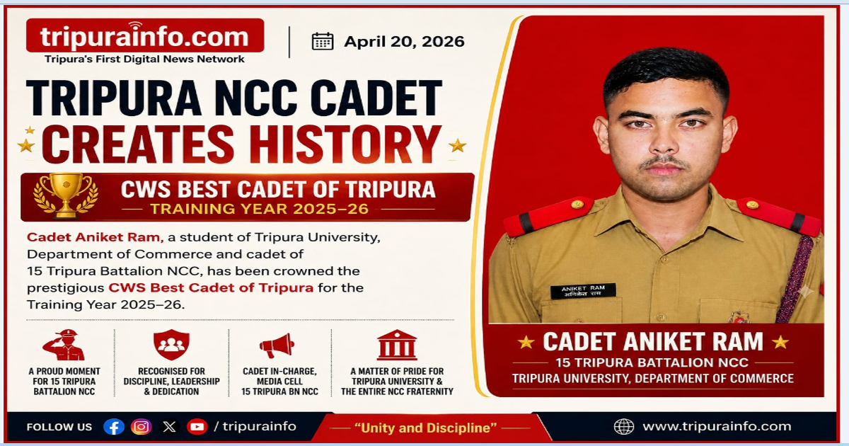Tripura University Student Cadet Aniket Ram Crowned CWS Best NCC Cadet of Tripura