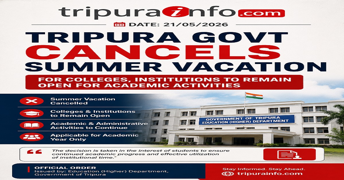 Tripura Govt Cancels Summer Vacation for Colleges, Institutions to Remain Open for Academic Activities