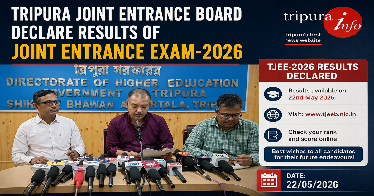 Tripura Joint Entrance Board declare results of Joint Entrance exam-2026