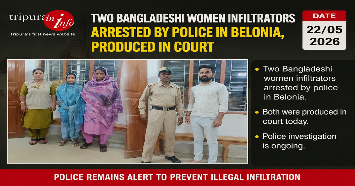 Two Bangladeshi women infiltrators arrested by police in Belonia, produced in court