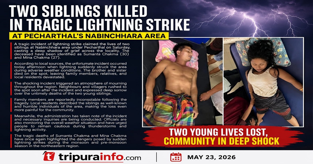 Two Siblings Killed in Tragic Lightning Strike at Pecharthal’s Nabinchhara Area
