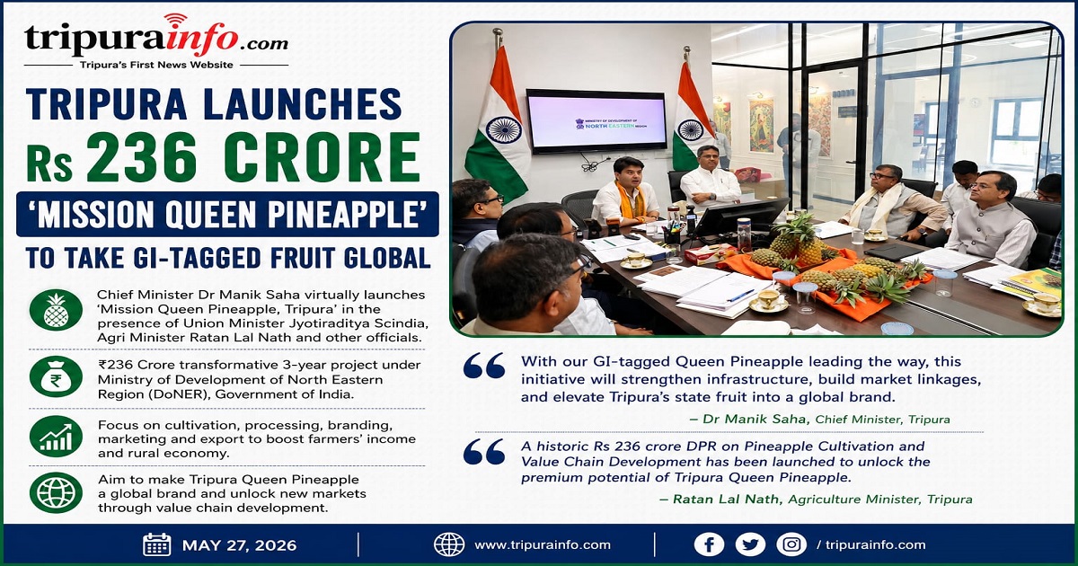 Tripura Launches Rs 236 Crore ‘Mission Queen Pineapple’ to Take GI-Tagged Fruit Global
