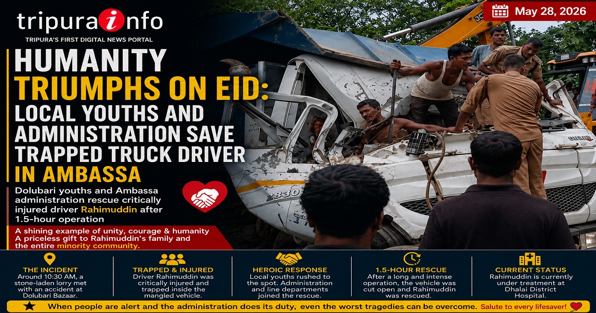 Humanity Triumphs on Eid: Local Youths and Administration Save Trapped Truck Driver in Ambassa