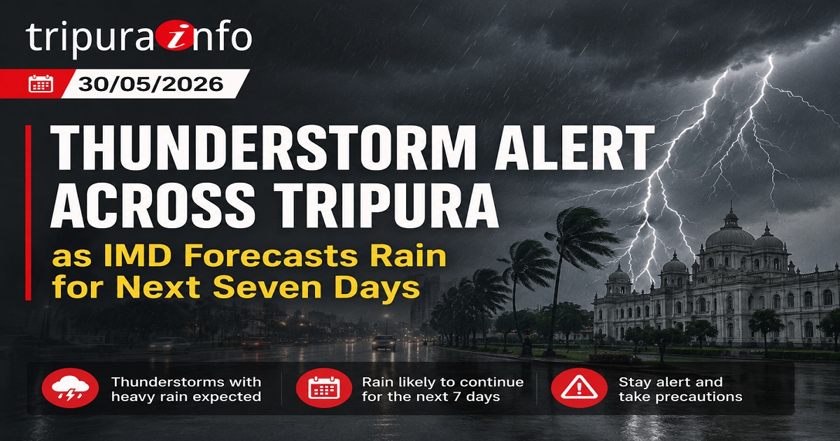 Thunderstorm Alert Across Tripura as IMD Forecasts Rain for Next Seven Days