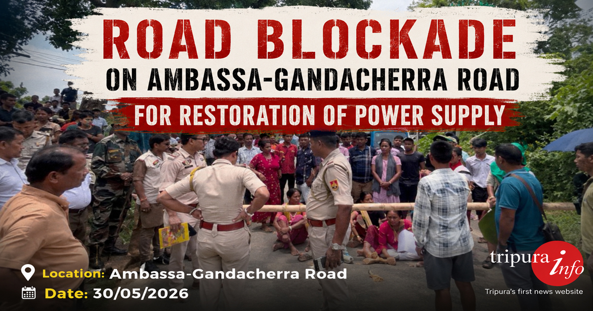 Road blockade on Ambassa-Gandacherra road for restoration of power supply