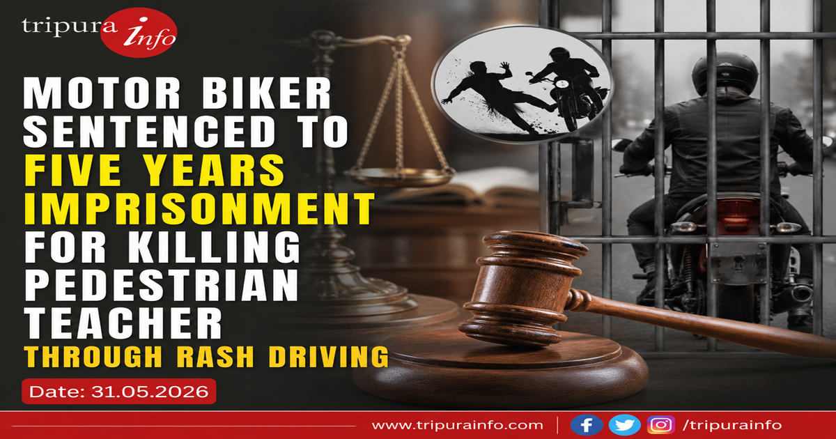 Motor biker sentenced to five years imprisonment for killing pedestrian teacher through rash driving