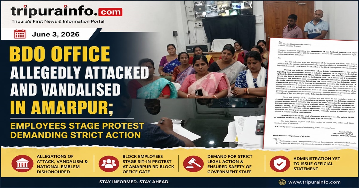 BDO Office Allegedly Attacked and Vandalised in Amarpur, Employees Stage Protest Demanding Strict Action