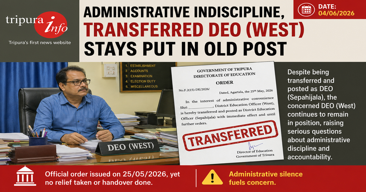 Administrative indiscipline , transferred DEO (west) stays put in old post