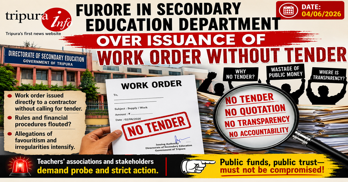 Furore in secondary education department over issuance of work order without tender