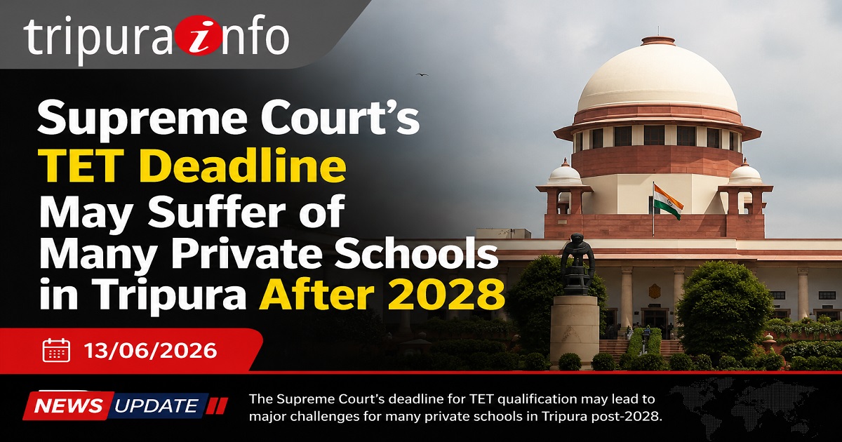 Supreme Court~`s TET Deadline May Suffer of Many Private Schools in Tripura After 2028