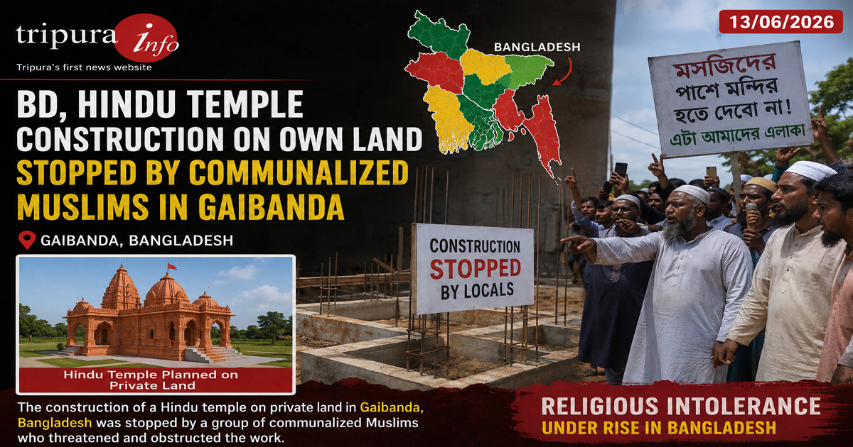 BD, Hindu temple construction on own land stopped by communalized Muslims in Gaibanda