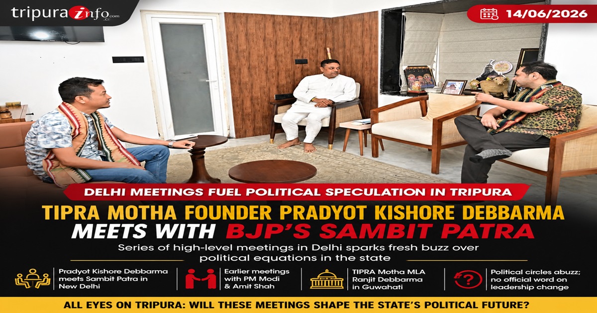 Delhi Meetings Fuel Political Speculation in Tripura, TIPRA Motha Founder Pradyot Kishore Debbarma Meets with BJPs Sambit Patra
