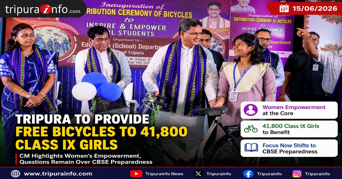 Tripura to Provide Free Bicycles to 41,800 Class IX Girls, CM Highlights Women’s Empowerment, Questions Remain Over CBSE Preparedness