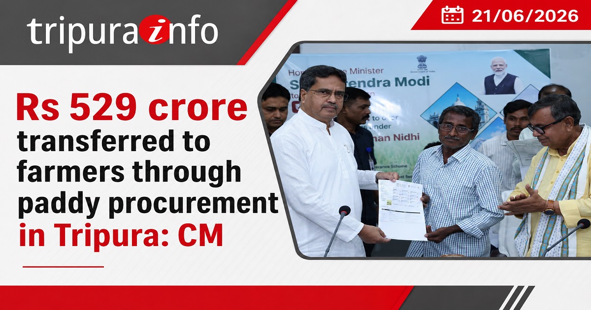 Rs 529 crore transferred to farmers through paddy procurement in Tripura: CM
