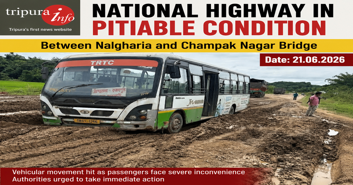 National highway in pitiable condition between Nalgharia and Champak Nagar bridge