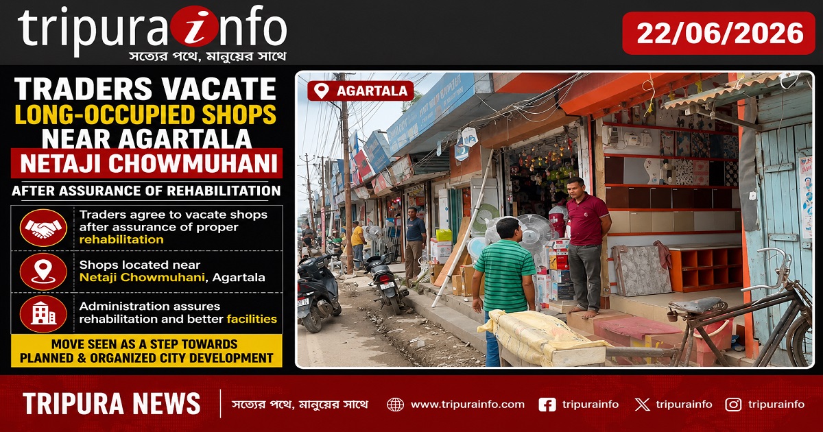 Traders Vacate Long-Occupied Shops Near Agartala Netaji Chowmuhani After Assurance of Rehabilitation
