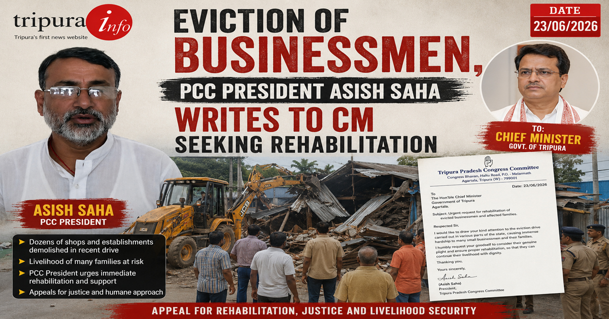 Eviction of businessmen , PCC president Asish Saha writes to CM seeking rehabilitation