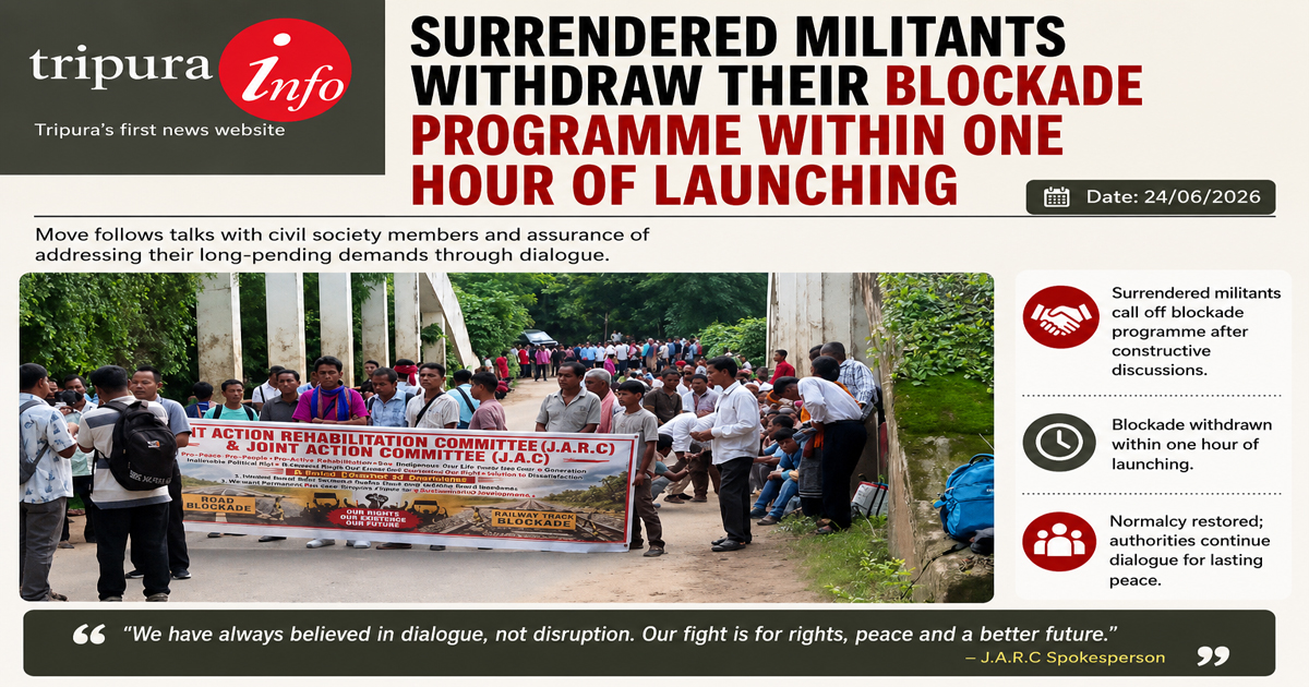 Surrendered militants withdraw their blockade programme within one hour of launching