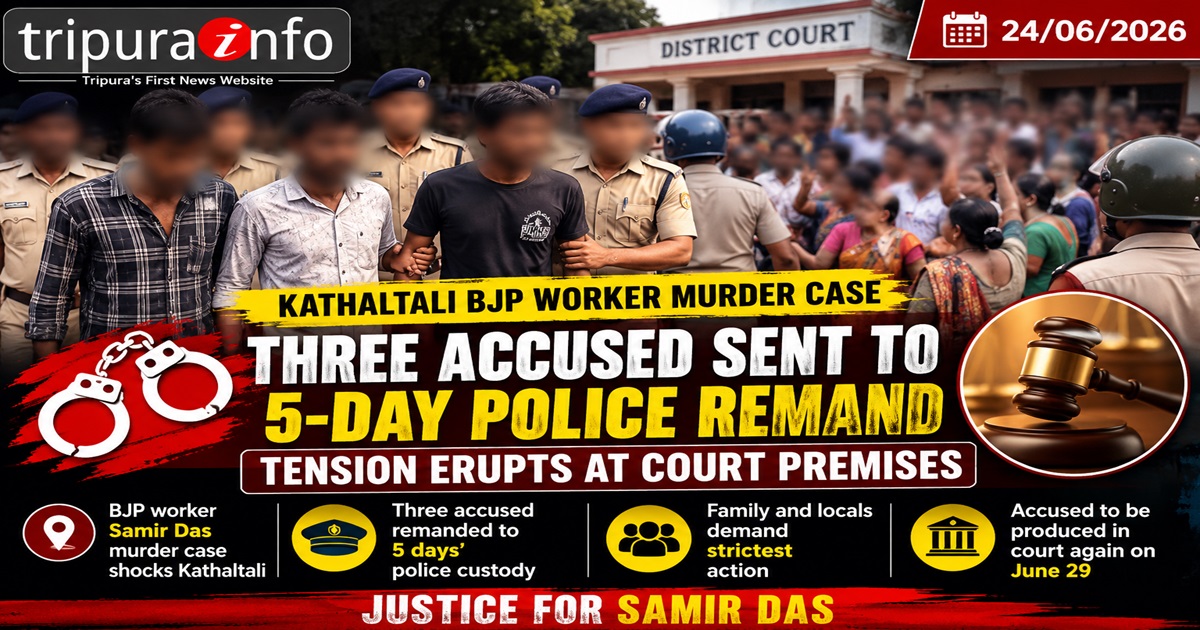 Three Accused Sent to Five-Day Police Remand in Kathaltali BJP Worker Murder Case, Tension Erupts at Court Premises
