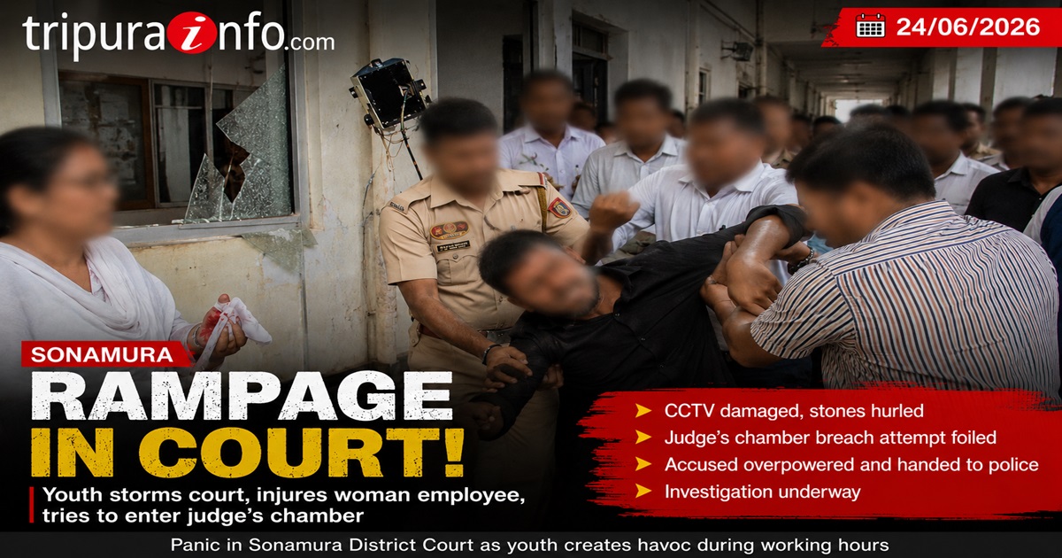 Youth storms court premises, attempts to enter judge’s chamber; woman employee injured