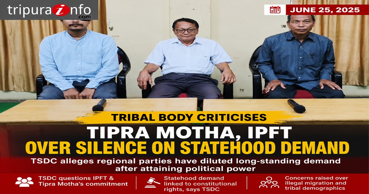 Tribal Body Criticises Tipra Motha, IPFT Over Silence on Statehood Demand in Tripura