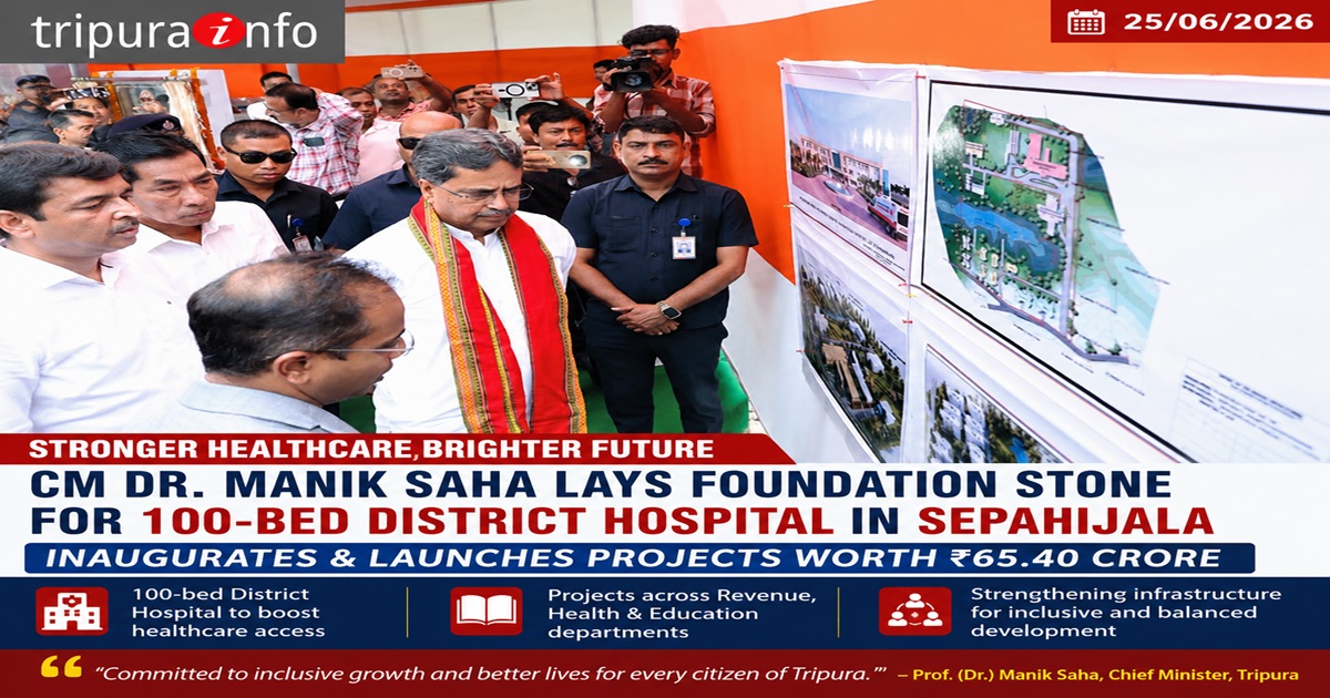 CM Dr. Manik Saha Lays Foundation Stone for 100-Bed District Hospital in Sepahijala, Inaugurates and Launches Projects Worth Rs.65.40 Crore