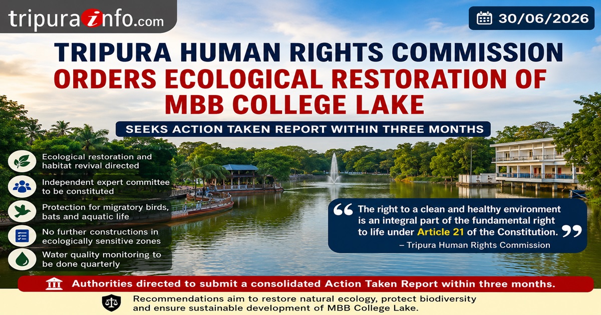 Tripura Human Rights Commission Orders Ecological Restoration of MBB College Lake, Seeks Action Taken Report Within Three Months