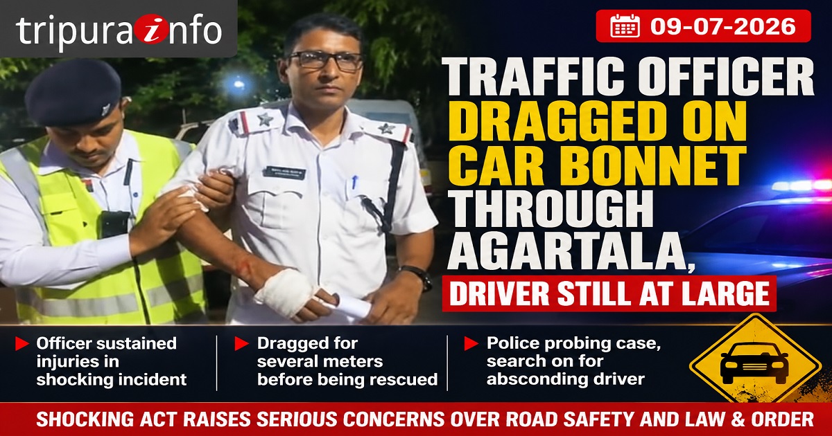 Traffic Officer Dragged on Car Bonnet Through Agartala, Driver Still at Large