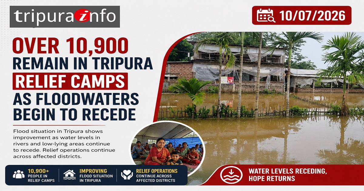 Over 10,900 remain in Tripura relief camps as floodwaters begin to recede