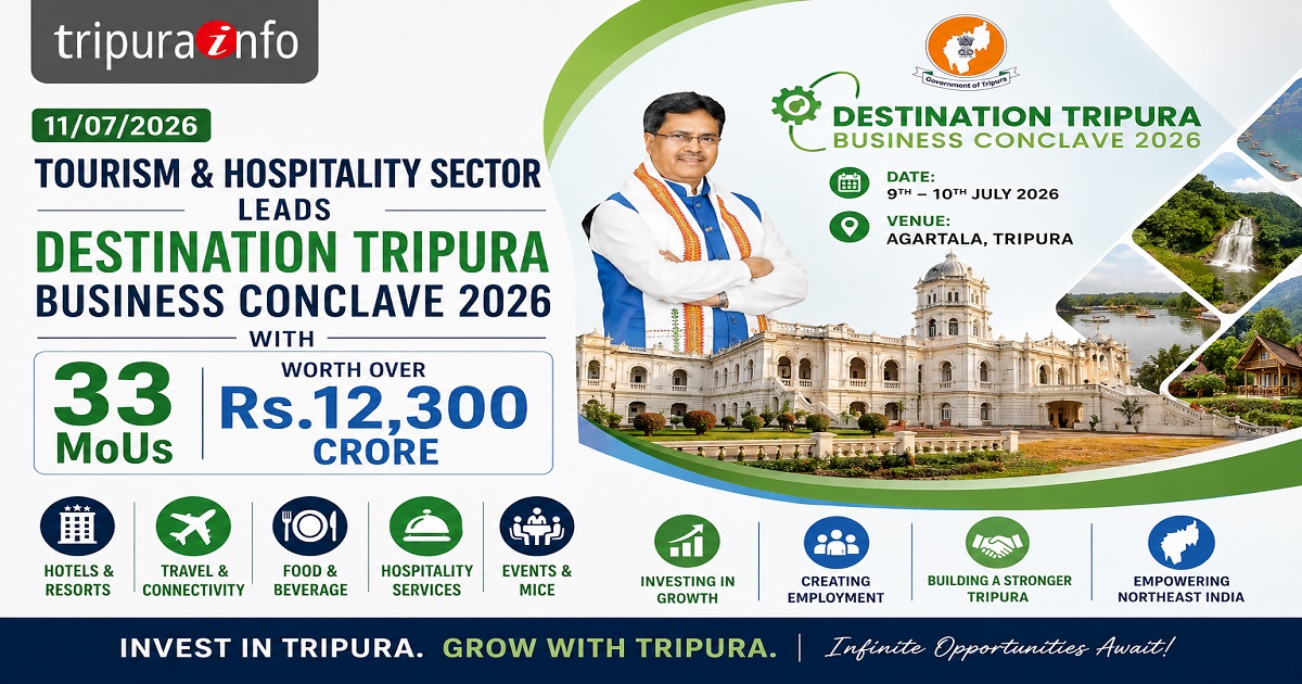 Tourism & Hospitality Sector Leads Destination Tripura Business Conclave 2026 with 33 MoUs Worth Over Rs.12,300 Crore