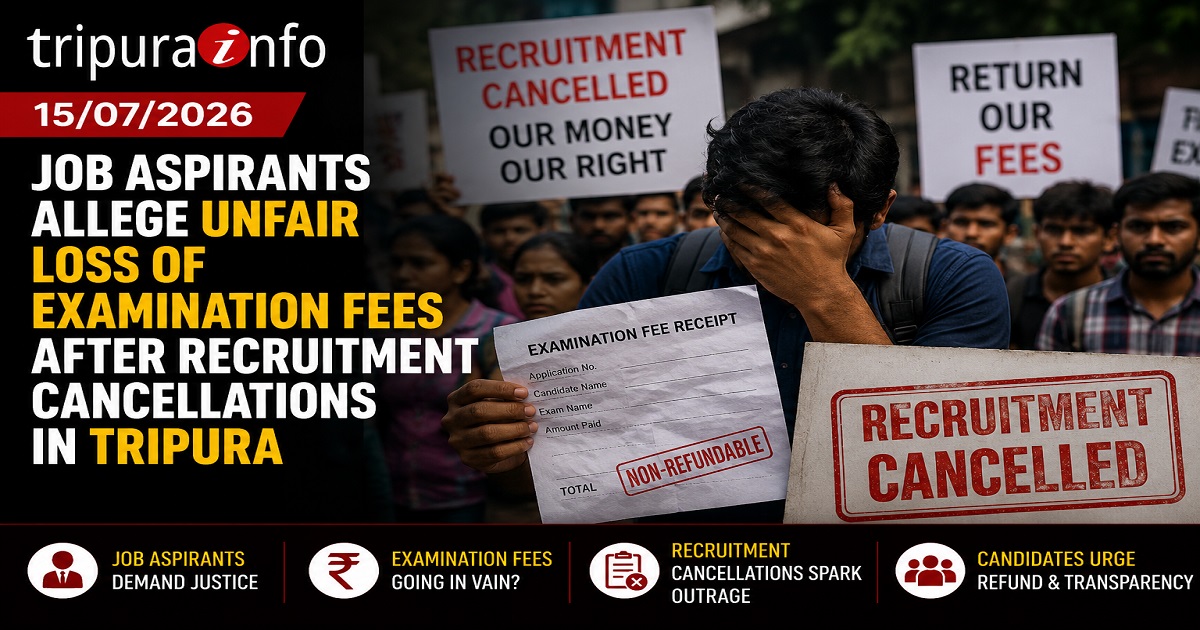 Job Aspirants Allege Unfair Loss of Examination Fees After Recruitment Cancellations in Tripura