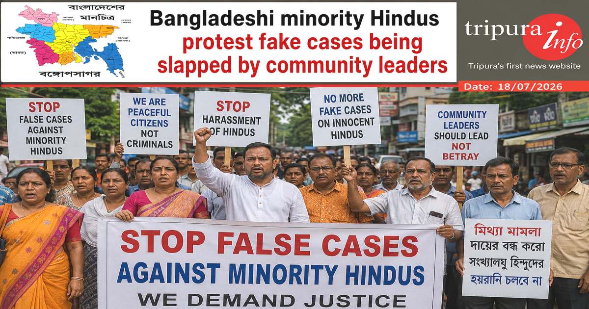 Bangladeshi minority Hindus protest fake cases being slapped by community leaders