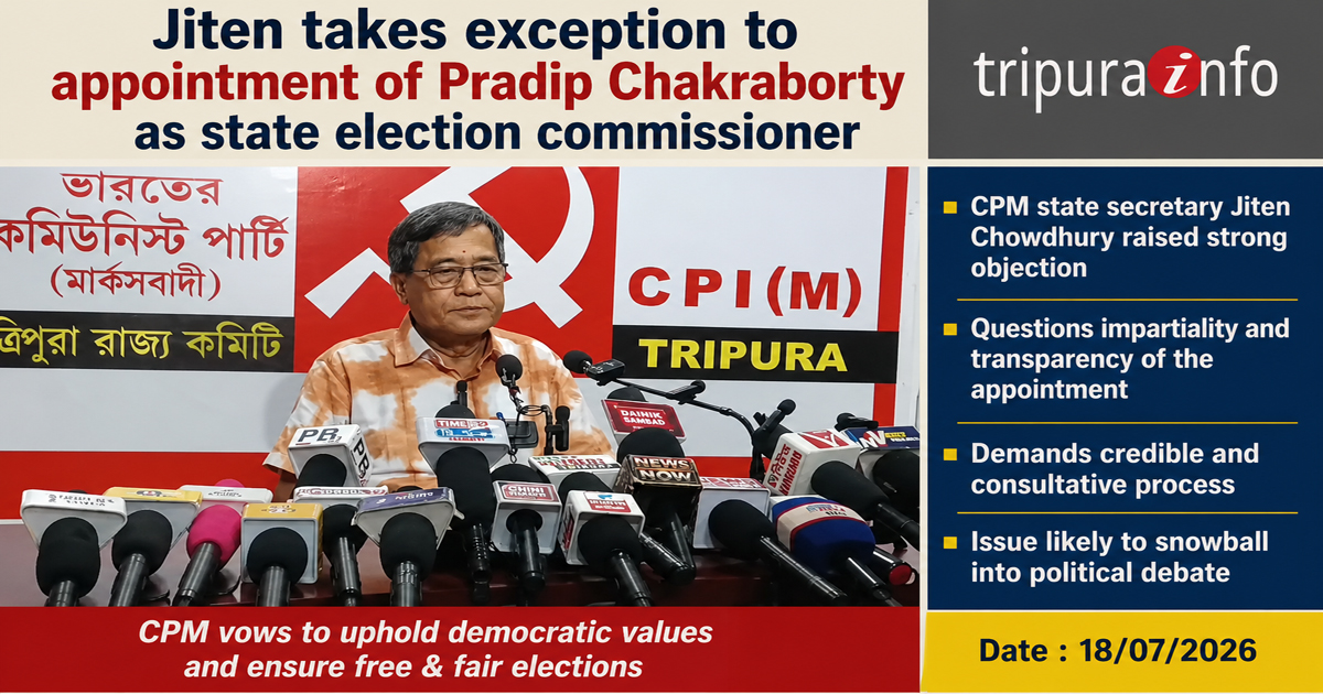 Jiten takes exception to appointment of Pradip Chakraborty as state election commissioner