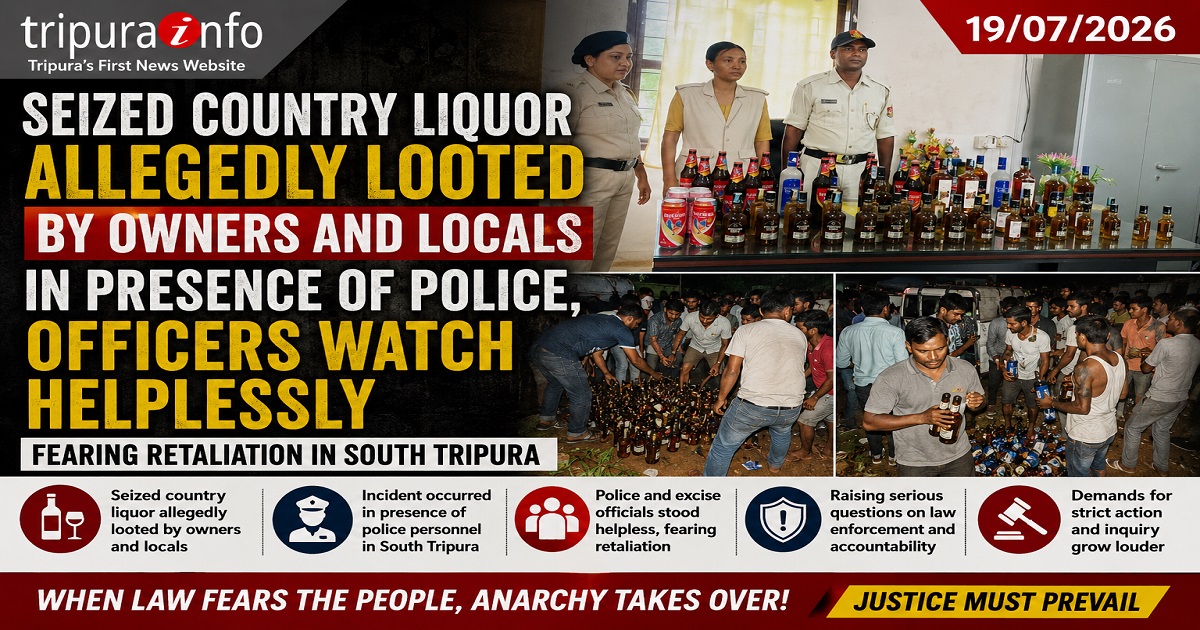 Seized Country Liquor Allegedly Looted by Owners and Locals in Presence of Police, Officers Watch Helplessly Fearing Retaliation in South Tripura