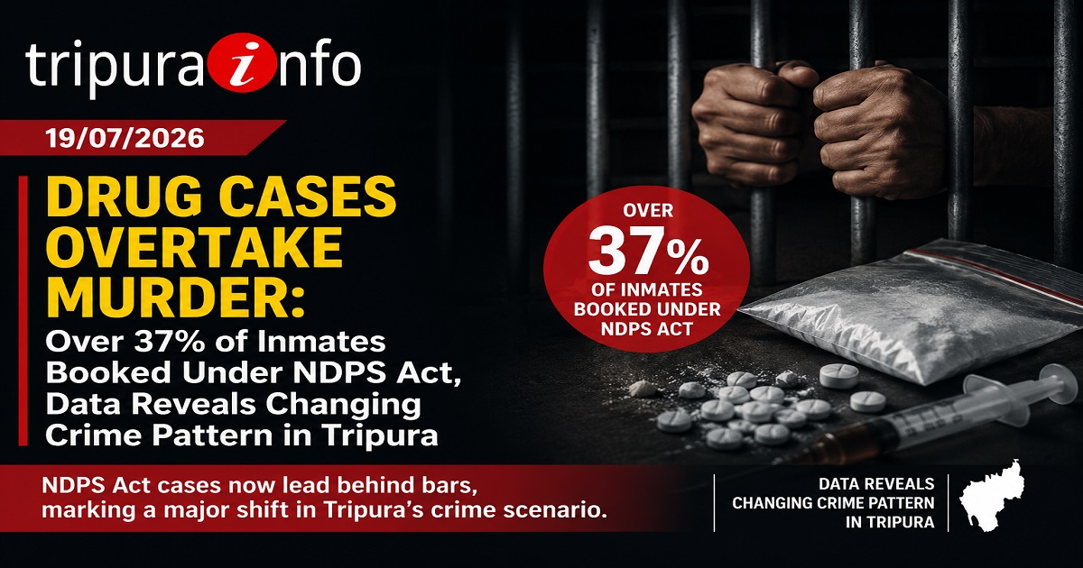 Drug Cases Overtake Murder: Over 37% of Inmates Booked Under NDPS Act, Data Reveals Changing Crime Pattern in Tripura