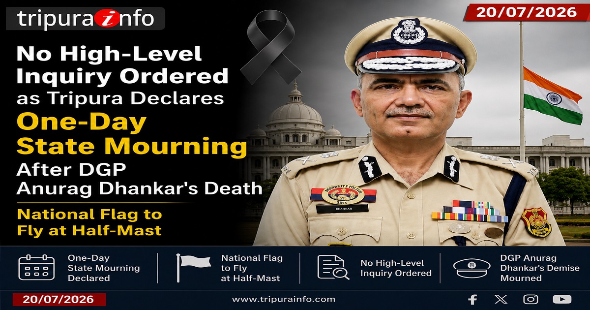 No High-Level Inquiry Ordered as Tripura Cabinet Declares One-Day State Mourning After DGP Anurag Dhankar~`s Death, National Flag to Fly at Half-Mast