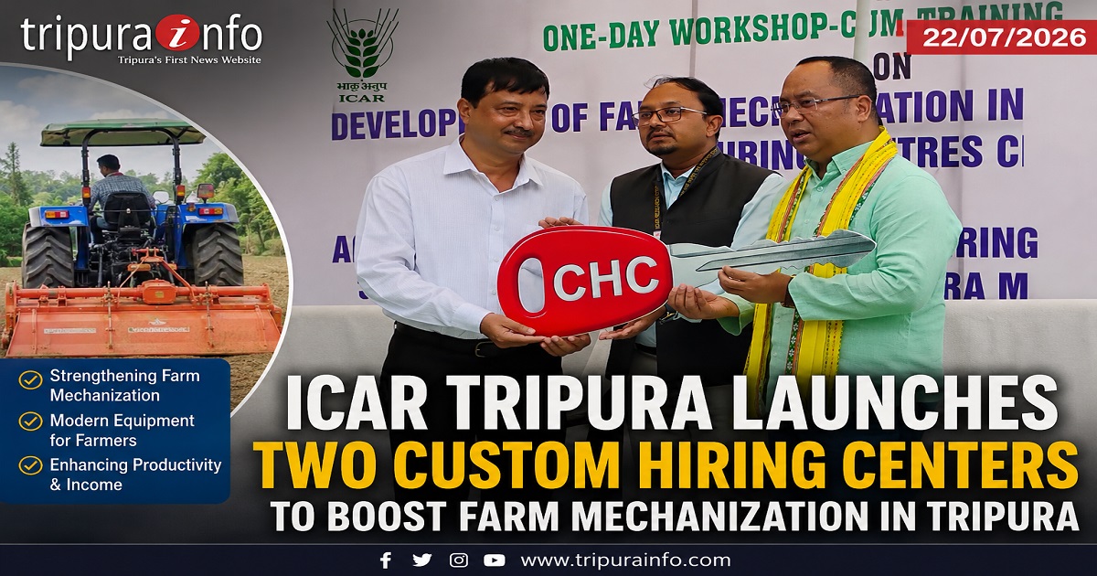 ICAR Tripura launches two custom hiring centers to boost farm mechanization in Tripura