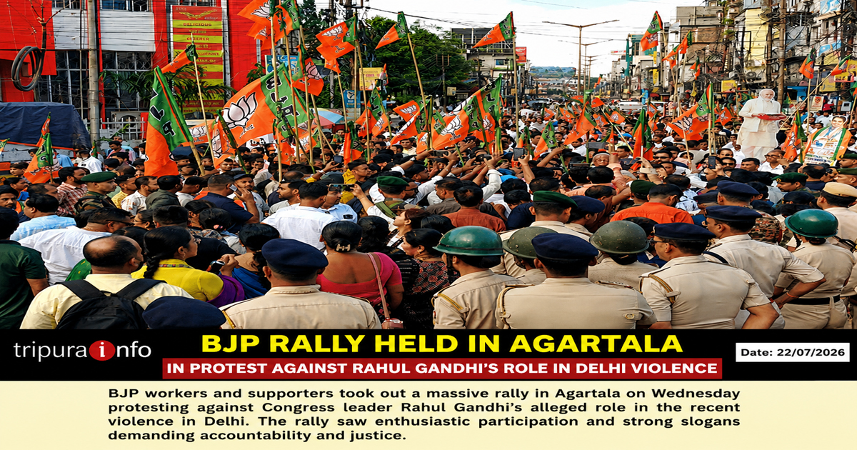 BJP rally held in Agartala in protest against Rahul Gandhi’s role in Delhi violence