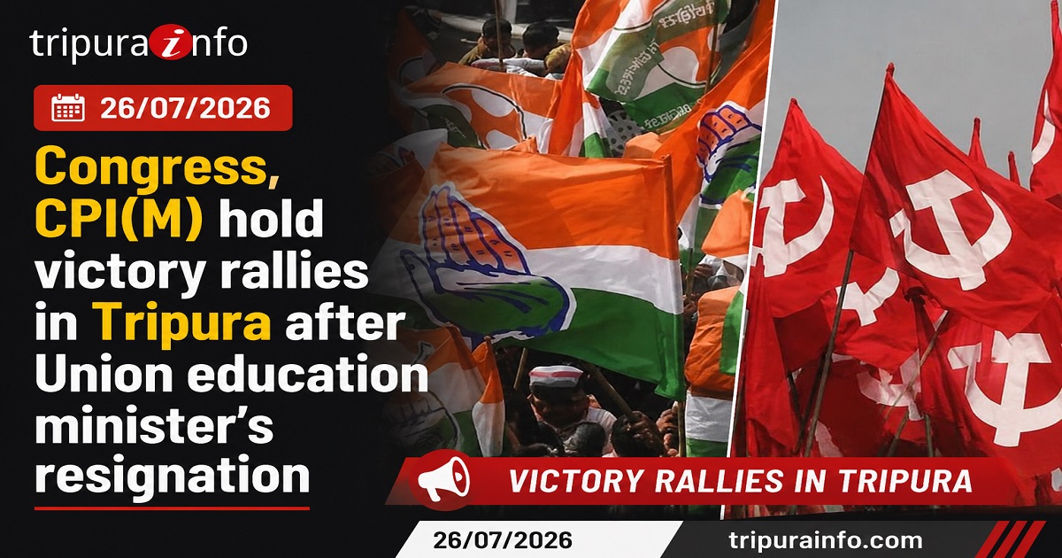 Congress, CPI(M) hold victory rallies in Tripura after Union education minister~`s resignation